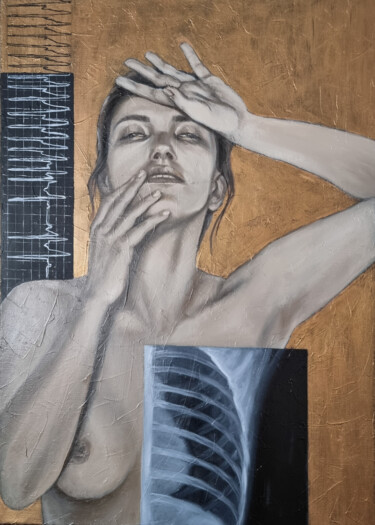 Painting titled "Myalgia" by Artmoods Tp, Original Artwork, Oil Mounted on Wood Stretcher frame