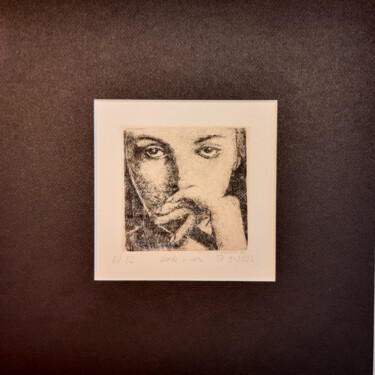 Printmaking titled ""Words in vain" int…" by Artmoods Tp, Original Artwork, Engraving Mounted on Cardboard