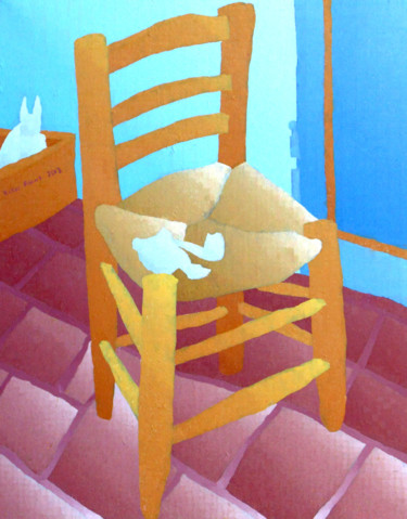 Peinture intitulée "Not Van Gogh's Chair" par Victor Gilbert, Œuvre d'art originale, Huile