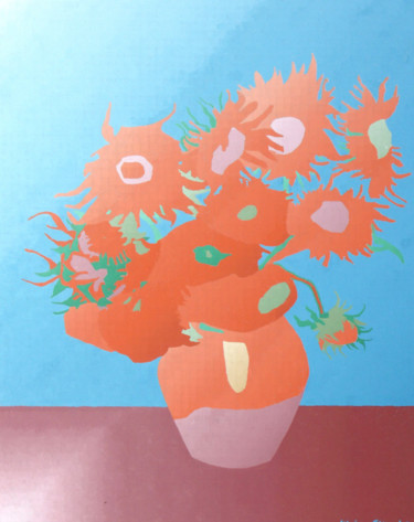 Peinture intitulée "Vase 12 flowers aft…" par Victor Gilbert, Œuvre d'art originale, Huile