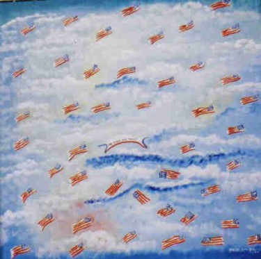Painting titled "My Flag" by Muller Jean Francois, Original Artwork, Oil