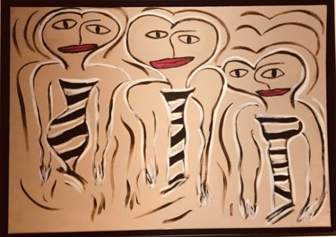 Malerei mit dem Titel "« Les extraterrestr…" von Nasso, Original-Kunstwerk, Acryl Auf Keilrahmen aus Holz montiert