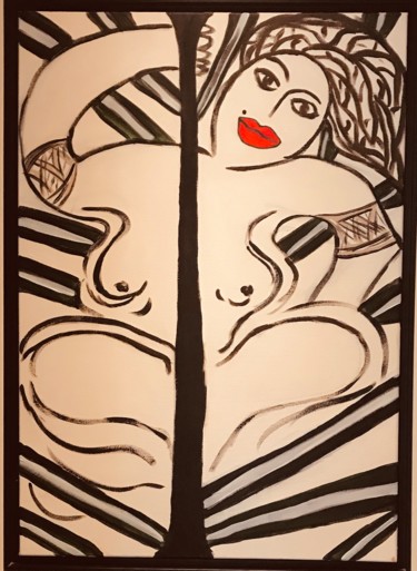 Schilderij getiteld "« Cabaret »" door Nasso, Origineel Kunstwerk, Acryl Gemonteerd op Frame voor houten brancard