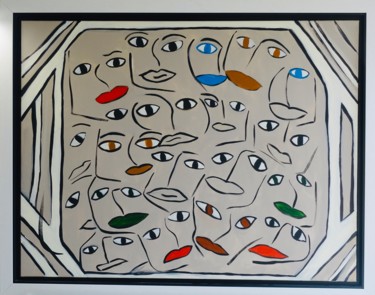 Painting titled "« Tous en boîte »" by Nasso, Original Artwork, Acrylic Mounted on Wood Stretcher frame
