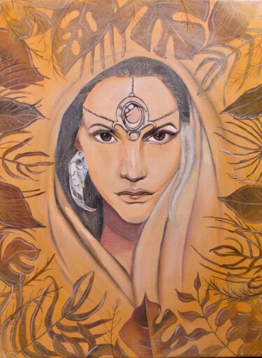 Ζωγραφική με τίτλο "Mystic woman" από Artnatcat, Αυθεντικά έργα τέχνης, Λάδι