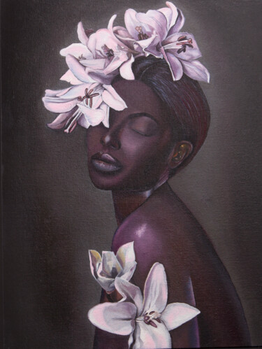 Pintura titulada "Flowers" por Artnatcat, Obra de arte original, Oleo Montado en Bastidor de camilla de madera