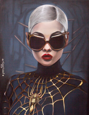 Painting titled "Spider woman" by Artnatcat, Original Artwork, Oil