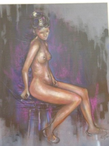 Painting titled "Nu mauve" by Nelly Bernet, Original Artwork