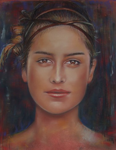 Pintura intitulada "Portrait" por Nelly Bernet, Obras de arte originais