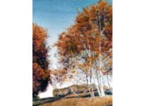 Painting titled "Les Bouleaux" by Neil Rogers, Original Artwork