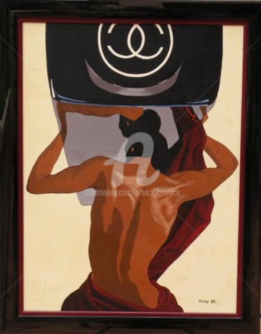 Painting titled "L'homme au parfum R…" by Nicky Chauvet (Art-Nicky), Original Artwork, Acrylic Mounted on Wood Stretcher fra…
