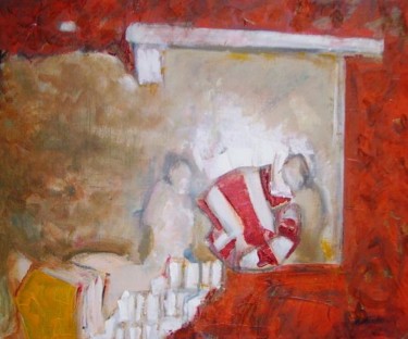Peinture intitulée "fauteuil rouge" par Francois Nicolas, Œuvre d'art originale