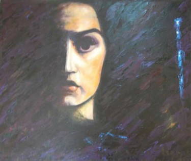 Painting titled "Retrato de una x" by Ksenia Nikolaeva, Original Artwork, Oil