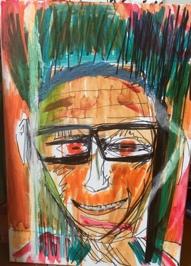 Peinture intitulée "L’homme aux lunettes" par Artnoo, Œuvre d'art originale, Acrylique