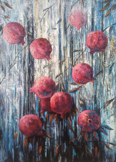 Malarstwo zatytułowany „The Pomegranate Tap…” autorstwa Arto Mkrtchyan, Oryginalna praca, Olej Zamontowany na Drewniana rama…