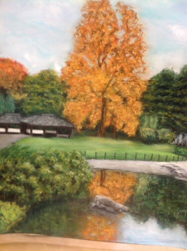 Pintura titulada "Jardin japonais" por Obrey, Obra de arte original, Pastel