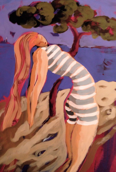 Peinture intitulée "exercice-de-plage.j…" par Bert, Œuvre d'art originale