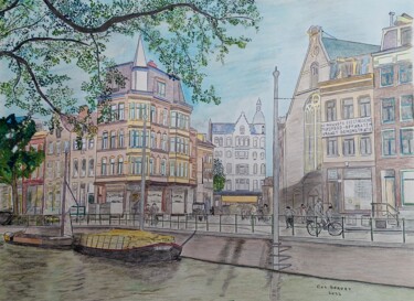 Dessin intitulée "Amsterdam, Singel 1…" par Cornelis Sproet, Œuvre d'art originale, Crayon