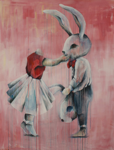 Peinture intitulée "Foggy pink" par Alexandra Kršňáková, Œuvre d'art originale, Acrylique