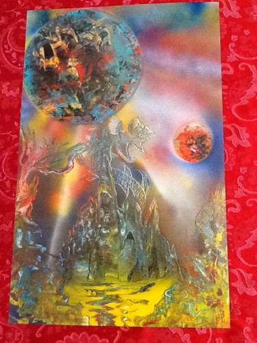 Painting titled "Sci-Fi Fandango-SOLD" by The Art Of Sara Holt:Dimensions And Dest, Original Artwork, Spray paint