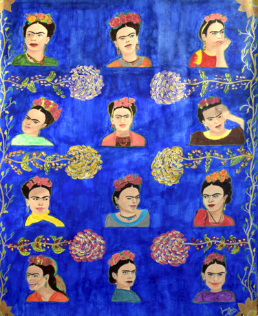 Pintura intitulada "12 Shades of Frida…" por Sohaina Ansari, Obras de arte originais, Acrílico