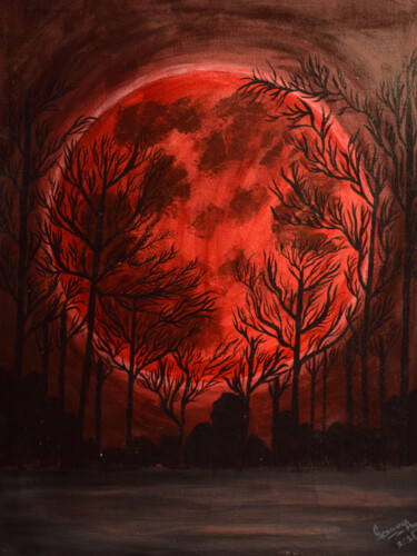 Pintura intitulada "The Aura of Red" por Sohaina Ansari, Obras de arte originais, Óleo