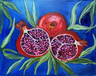 Painting titled "Three pomegranates" by Artoghrul, Original Artwork, Oil