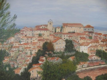 Painting titled "Cabries en Provence" by Veronique Ghigo, Original Artwork, Oil