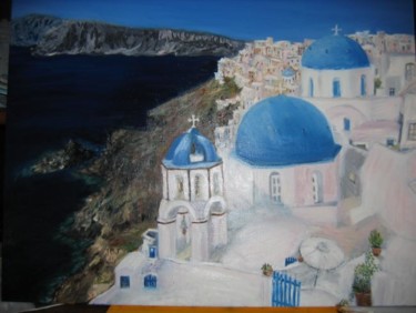 Painting titled "la grece" by Veronique Ghigo, Original Artwork, Oil