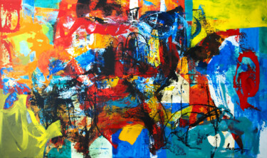 Painting titled "Abstrait-14-23" by Artoosh Mouradian, Original Artwork, Acrylic