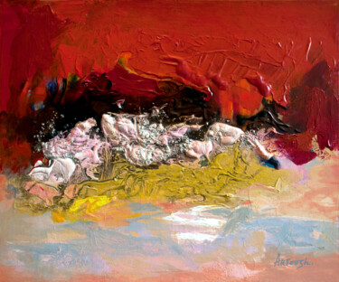 Ζωγραφική με τίτλο "Abstrait-22-24" από Artoosh Mouradian, Αυθεντικά έργα τέχνης, Ακρυλικό Τοποθετήθηκε στο Ξύλινο φορείο σκ…