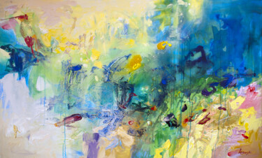 Malarstwo zatytułowany „Abstrait-36-24” autorstwa Artoosh Mouradian, Oryginalna praca, Akryl Zamontowany na Drewniana rama n…