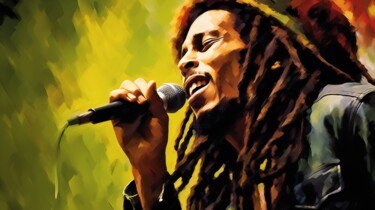 Digitale Kunst mit dem Titel ""Reggae Reverie Bob…" von Artopia By Nick, Original-Kunstwerk, Digitale Malerei