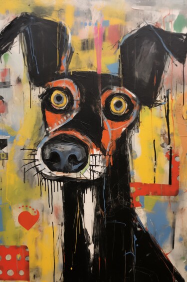 Digitale Kunst mit dem Titel "Enigmatic Canine" von Artopia By Nick, Original-Kunstwerk, Digitale Malerei