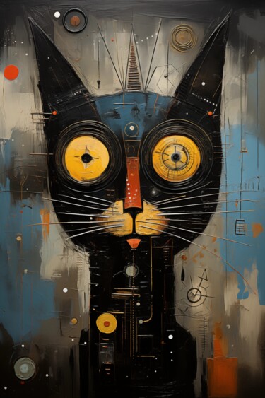 Digitale Kunst mit dem Titel "Bold Feline" von Artopia By Nick, Original-Kunstwerk, Digitale Malerei