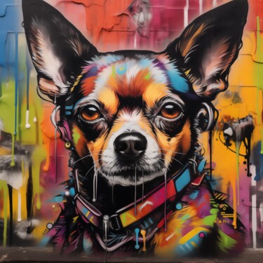 Digitale Kunst mit dem Titel "Chihuahua Fiesta" von Artopia By Nick, Original-Kunstwerk, Digitale Malerei