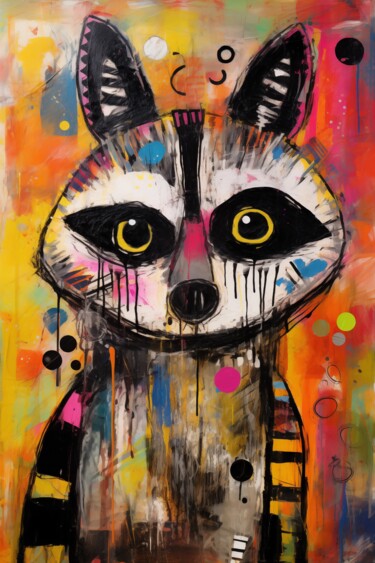 Artes digitais intitulada "Sly Raccoon" por Artopia By Nick, Obras de arte originais, Pintura digital