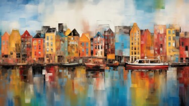 Arte digital titulada "“Harbor Serenity”" por Artopia By Nick, Obra de arte original, Pintura Digital