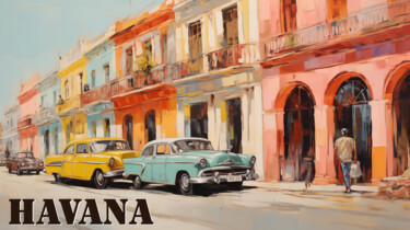 Digitale Kunst getiteld "Colors of Havana" door Artopia By Nick, Origineel Kunstwerk, Digitaal Schilderwerk