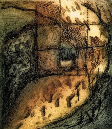 Courant Gravures & estampes intitulée "Courant" par Paul Cloutier, Œuvre d'art originale, Collagraphie