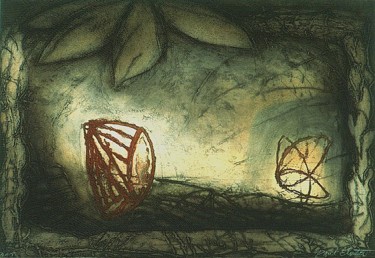 Estampas & grabados titulada "Éden" por Paul Cloutier, Obra de arte original, Colagrafia