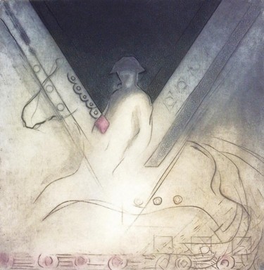 Incisioni, stampe intitolato "Cavalier" da Paul Cloutier, Opera d'arte originale, Collagraphy