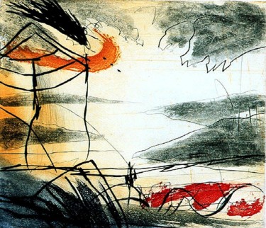 Printmaking titled "Paysage II" by Paul Cloutier, Original Artwork, Etching