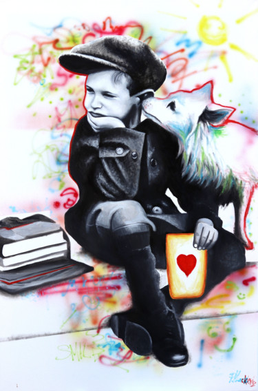 Painting titled "Boy 0.2" by Paulina Mackiewicz, Original Artwork, Acrylic