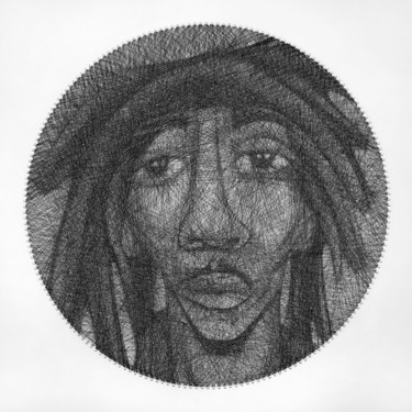 Peinture intitulée "Bob Marley string a…" par Andrey Saharov, Œuvre d'art originale, Fil