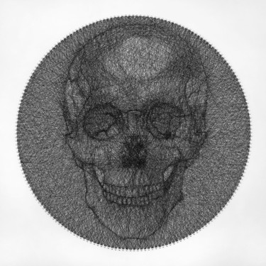 Textile Art titled "Human Skull" by Andrey Saharov, Original Artwork, Thread