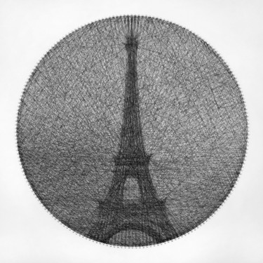 Pittura intitolato "Eiffel Tower" da Andrey Saharov, Opera d'arte originale, String Art