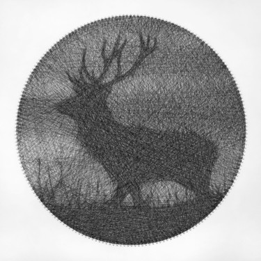 Pintura intitulada "Deer String Art / R…" por Andrey Saharov, Obras de arte originais, Fio