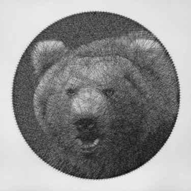 Painting titled "Bear Sring Art" by Andrey Saharov, Original Artwork, String Art