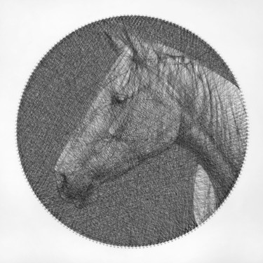 Картина под названием "White Horse" - Andrey Saharov, Подлинное произведение искусства, String Art